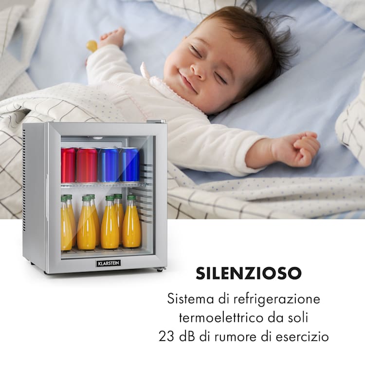 Brooklyn 24 mini frigo, sportello di vetro, LED, ripiano 24_Ltr | Argento