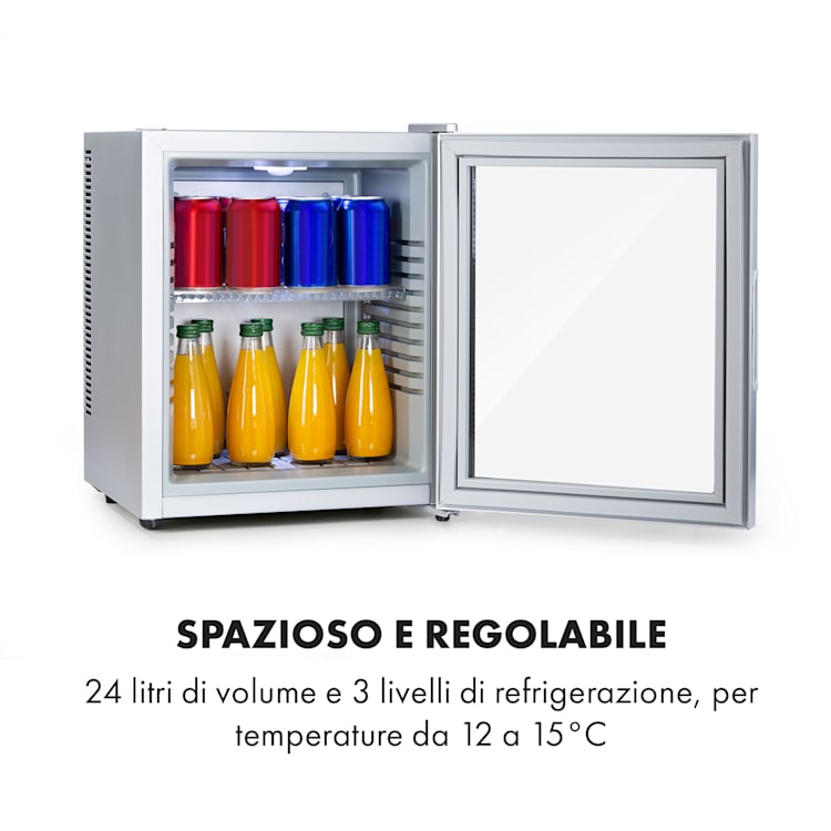 Brooklyn 24 mini frigo, sportello di vetro, LED, ripiano 24_Ltr | Argento