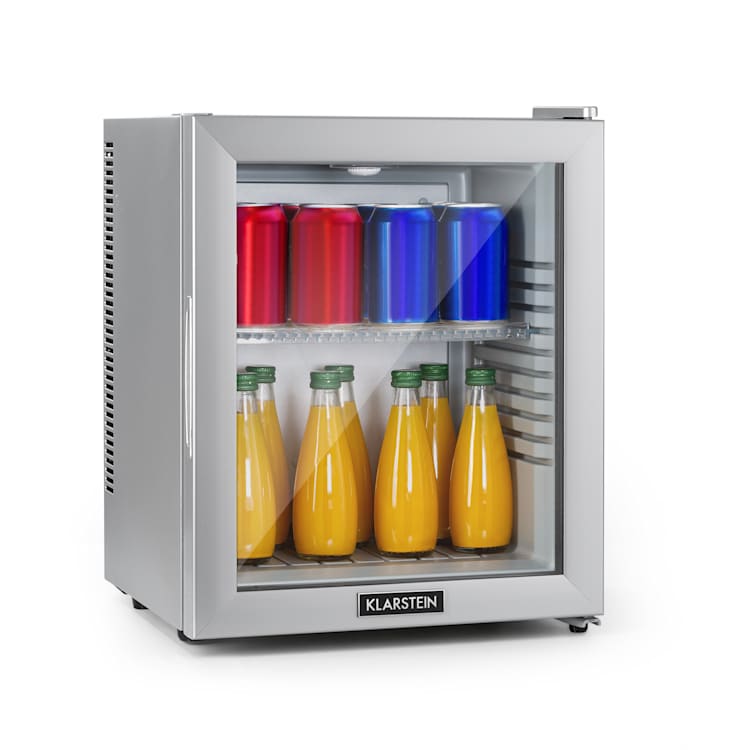 Mini frigorífico Brooklyn 24 porta de vidro LED prateleiras 24 L | Prata Metalizada