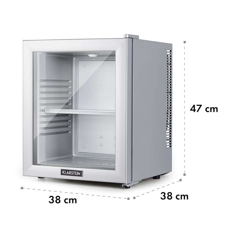 Brooklyn 24 Mini-Kühlschrank Glastür LED Ablage 24_Ltr | Silber