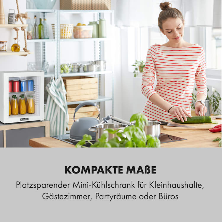 Brooklyn 32 White Mini-Kühlschrank Glastür LED Ablage 30 Ltr | Weiß