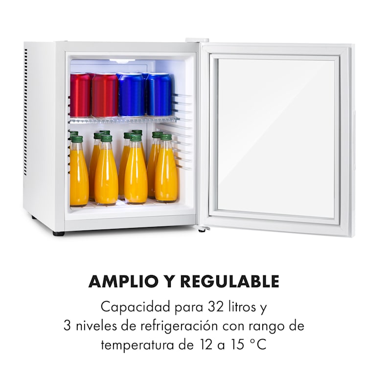 Mini frigorífico Brooklyn 32 puerta de cristal estante LED 32 L | Blanco