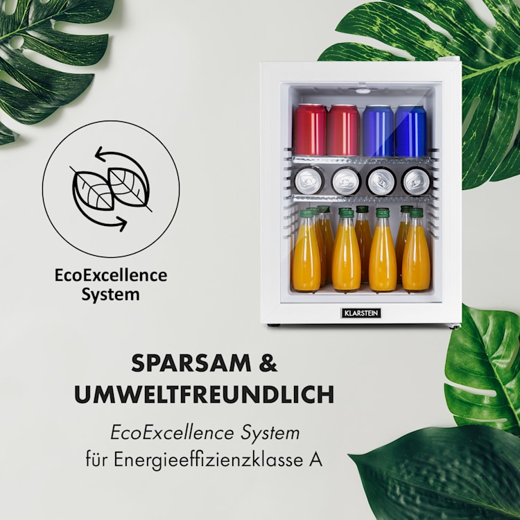 Brooklyn 42 Mini-Kühlschrank Glastür LED Ablage 42 Ltr | Weiß