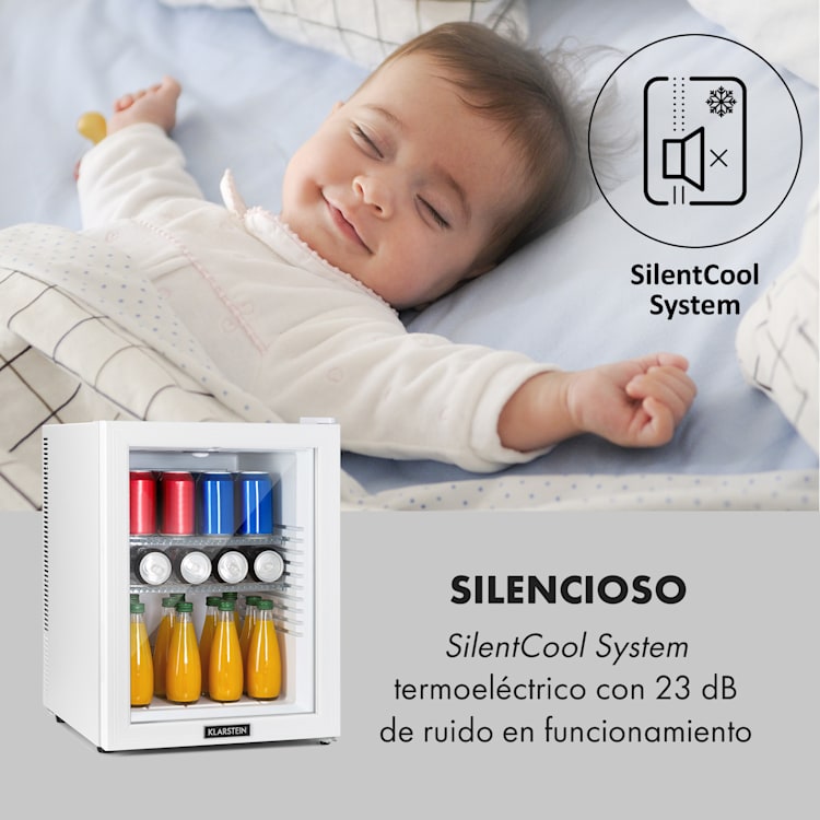 Mini frigorífico Brooklyn 42 puerta de cristal estante LED 42 L | Blanco