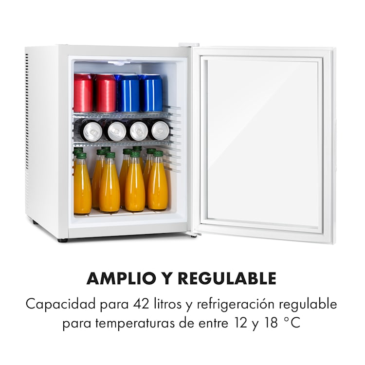 Mini frigorífico Brooklyn 42 puerta de cristal estante LED 42 L | Blanco