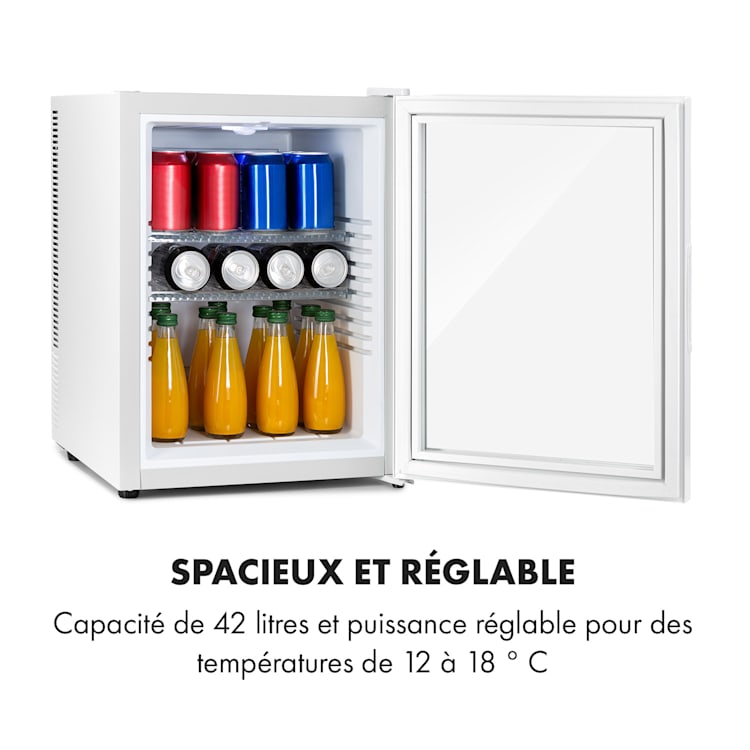 Brooklyn 42 mini-koelkast glazen deur led verlichting 42 ltr | Wit
