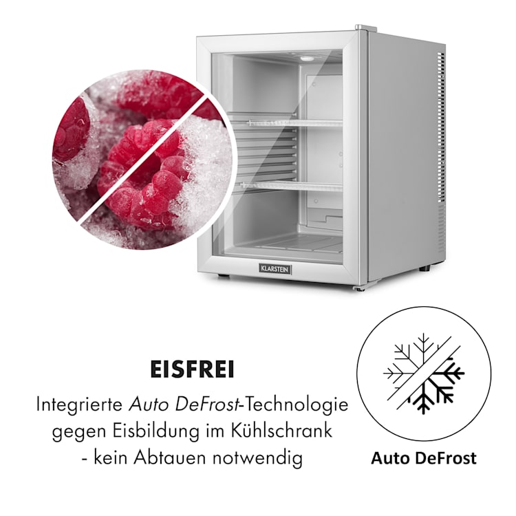 Brooklyn 42 Mini-Kühlschrank Glastür LED Ablage 42 Ltr | Silber