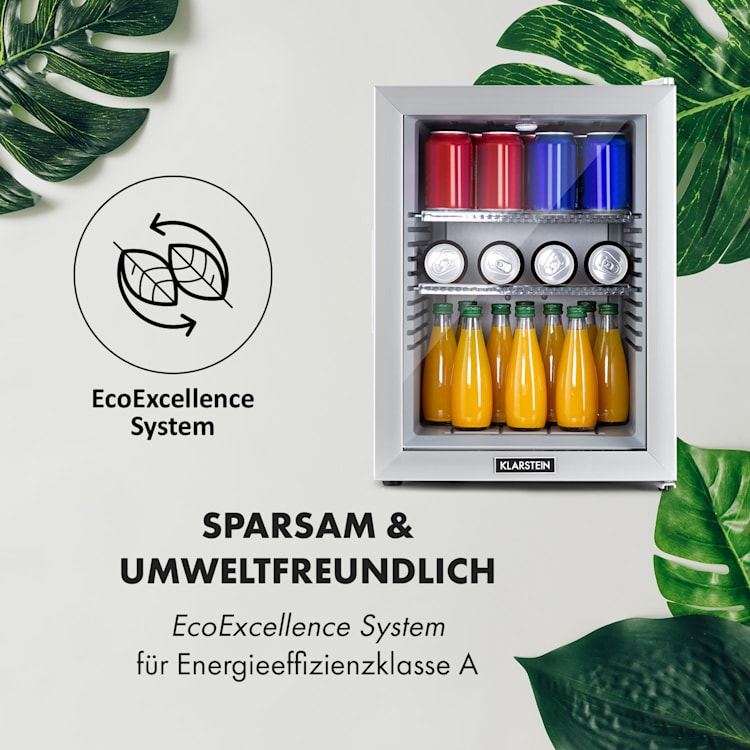 Brooklyn 42 Mini-Kühlschrank Glastür LED Ablage 42 Ltr | Silber
