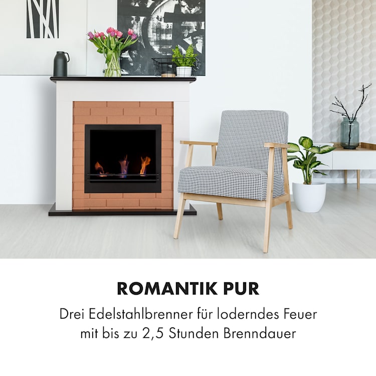 Phantasma Brickline Ethanol-Kamin 3,4 kW Backstein-Optik MDF
