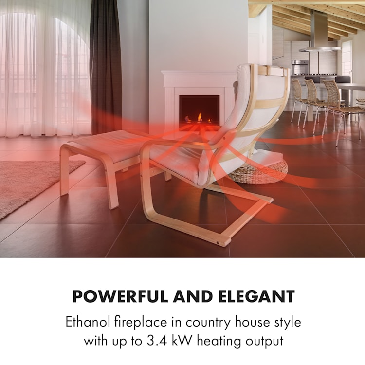 Phantasma Manor, șemineu cu etanol, 3,4 kW, stil country, MDF, timp de ardere 2,5h