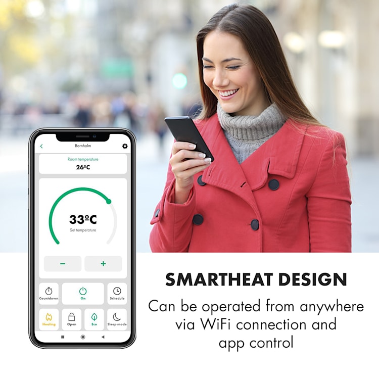 Bornholm Curved Smart, конвекционен нагревател, 2000 W, регулиране с приложение, бял Бял