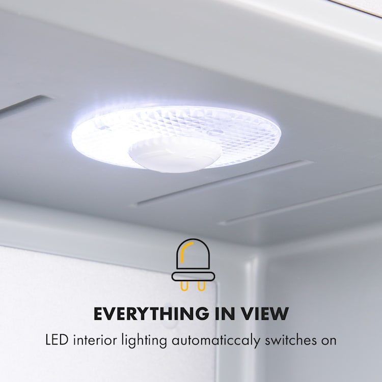 Happy Hour 23, minibár, 23 l, 5 - 15 °C, G energiaosztály, csendes, 23 dB, LED világítás, ezüst 23 Ltr | Ezüst