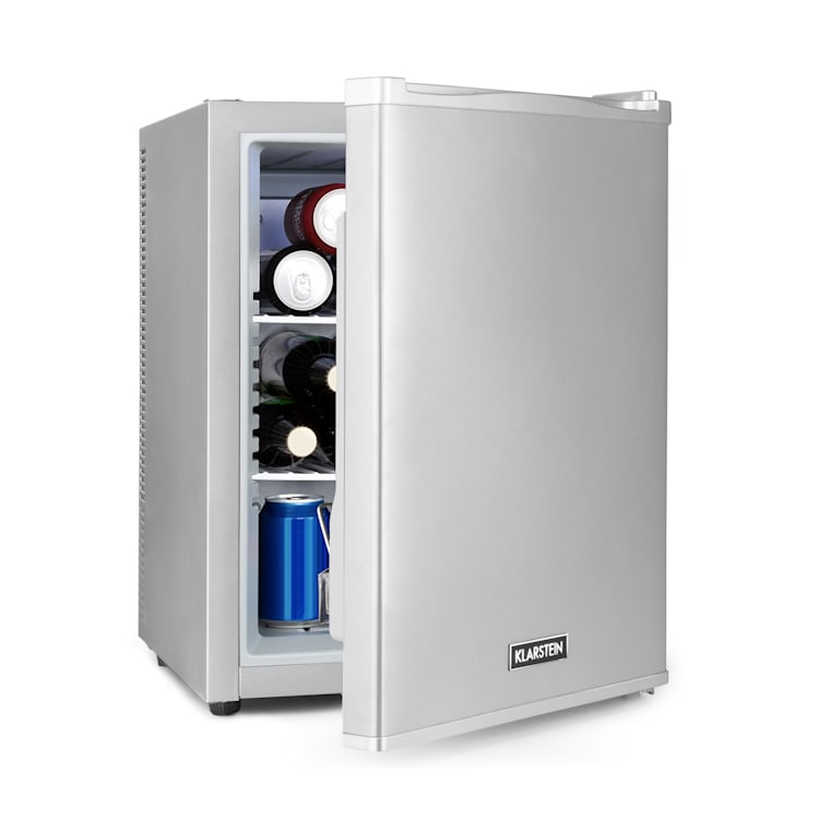 Happy Hour 40, mini lodówka, 40 l, 5-15°C, cicha 23 dB, oświetlenie LED 40 Ltr | Srebrny Metal