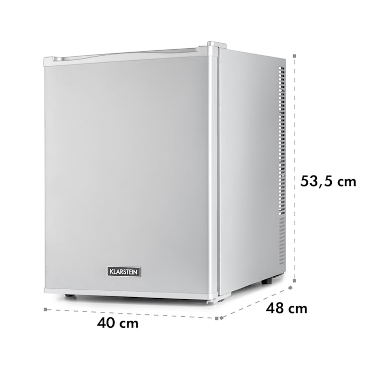 Happy Hour 40, mini lodówka, 40 l, 5-15°C, cicha 23 dB, oświetlenie LED 40 Ltr | Srebrny Metal
