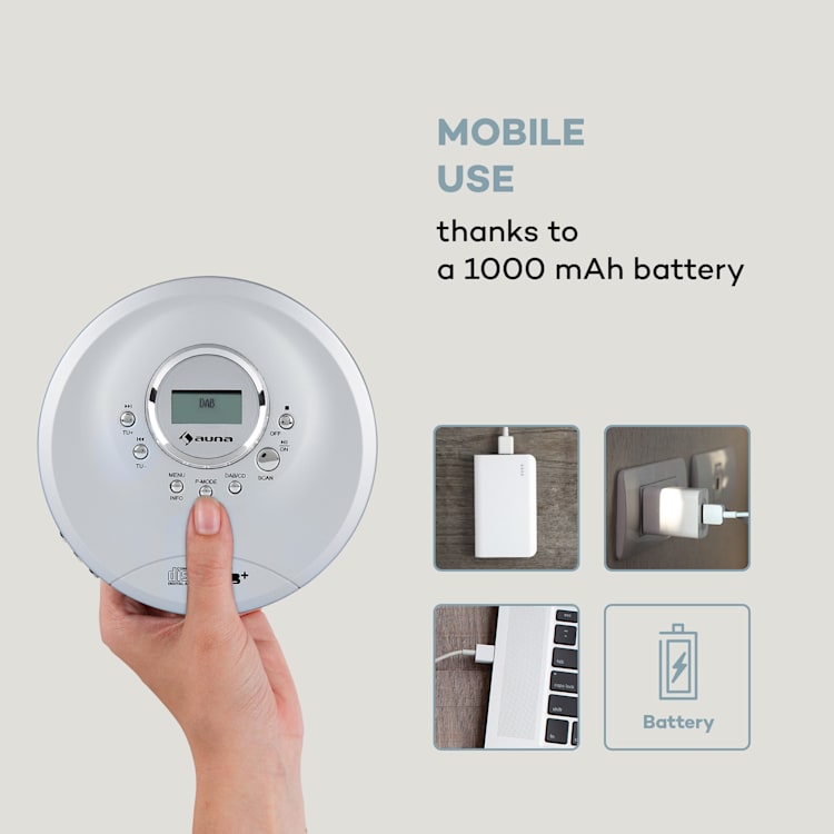 CDC 200 DAB+, Discman, DAB+/FM, MP3-CD, batteria, display LC