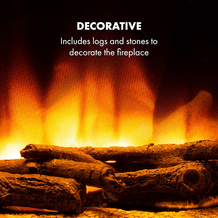 Heat 'n Beat Cheminée électrique 900/1800W LED enceinte Bluetooth Illusion de flammes Blanc
