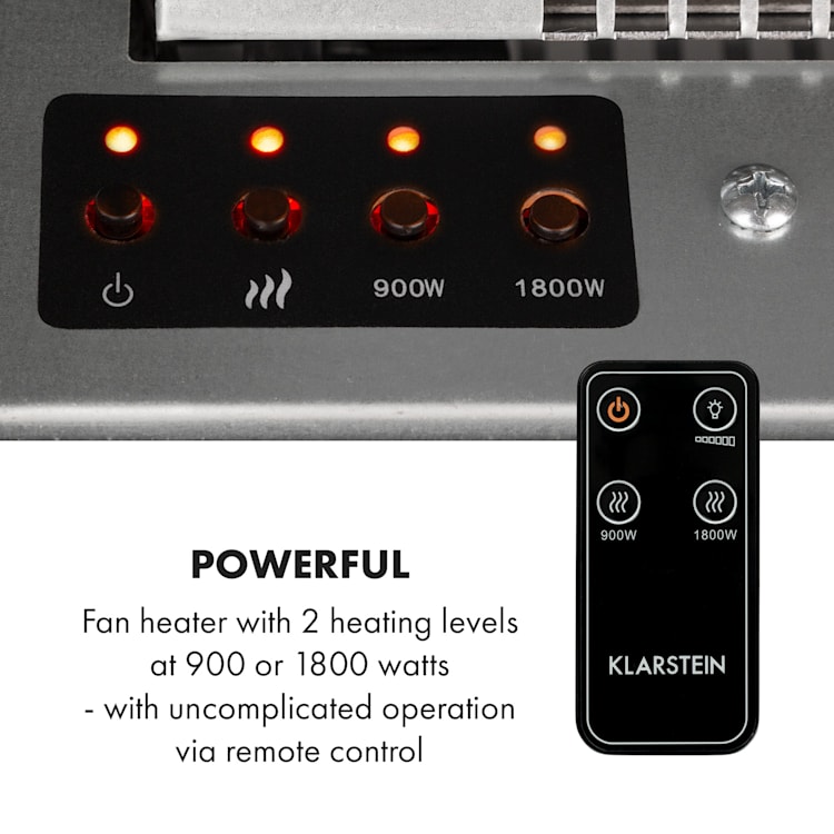 Heat 'n Beat Cheminée électrique 900/1800W LED enceinte Bluetooth Illusion de flammes Blanc