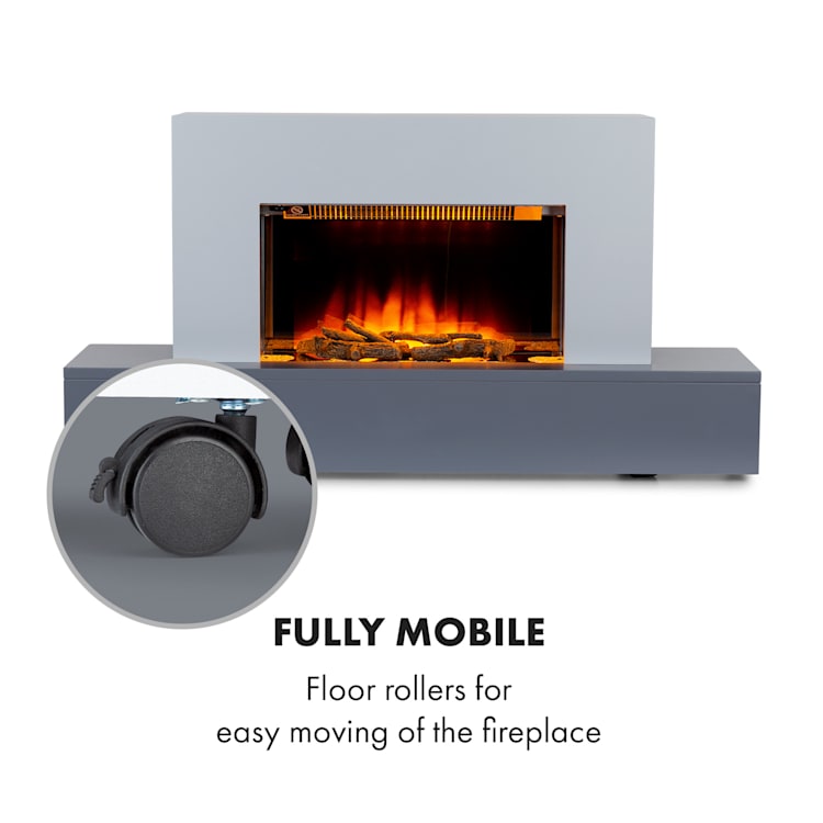 Heat 'n Beat, elektrický krb, 900/1800 W, LED, bluetooth reproduktor, sivý Šedá