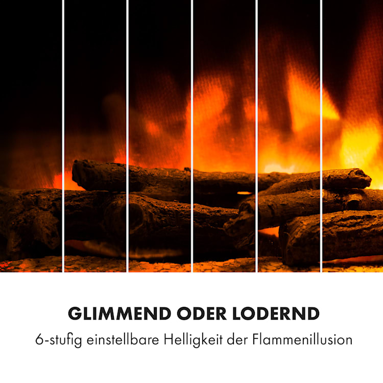 Klarstein Zermatt Elektrischer Kamin 900/1800W Thermostat Flammenillusion Ofenrohr Weiß