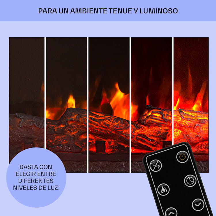 Klarstein Zermatt Chimenea eléctrica 900/1800 W Termostato Ilusión de llamas Tubo de la estufa Blanco