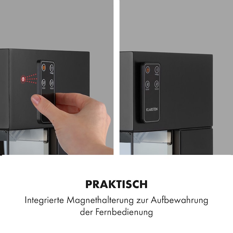 Klarstein Zermatt Elektrischer Kamin 900/1800W Thermostat Flammenillusion Ofenrohr Schwarz
