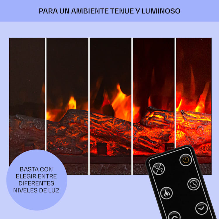 Klarstein Zermatt Chimenea eléctrica 900/1800 W Termostato Ilusión de llamas Tubo de la estufa Negro