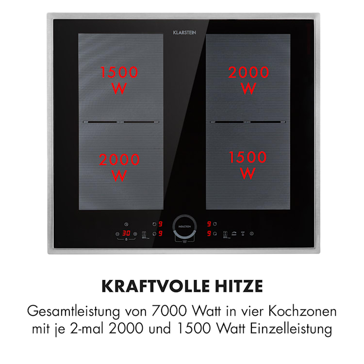 Delicatessa 60 Prime Induktionskochfeld 4 Zonen 7000W Timer 4 | Schwarz