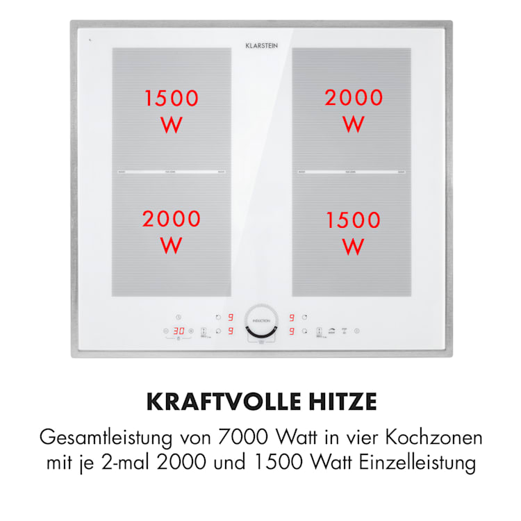 Delicatessa 60 Prime Induktionskochfeld 4 Zonen 7000W Timer 4 | Weiß