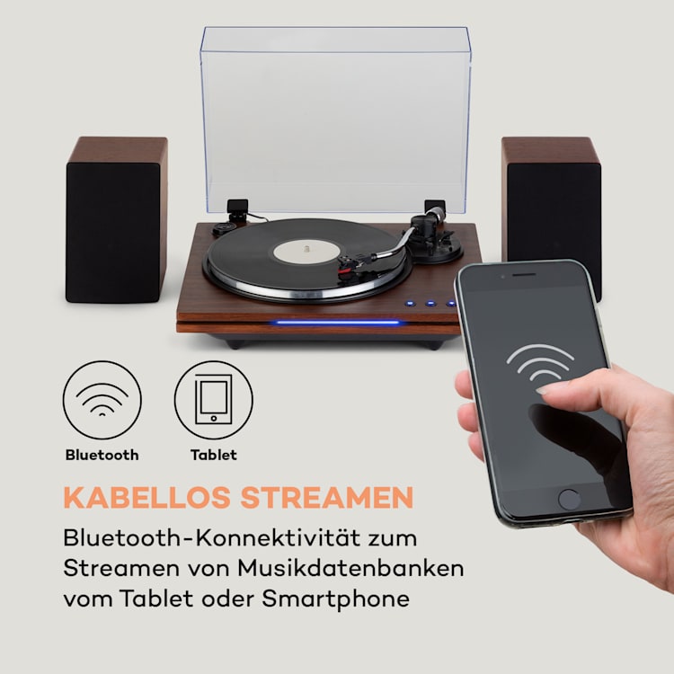 TT-Play PLUS Plattenspieler Lautsprecher 20Wmax. BT 33/45 rpm Braun