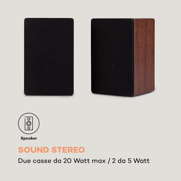 TT-Play PLUS, Giradischi, Altoparlanti, BT, 33/45 rpm, 20Wmax. Marrone