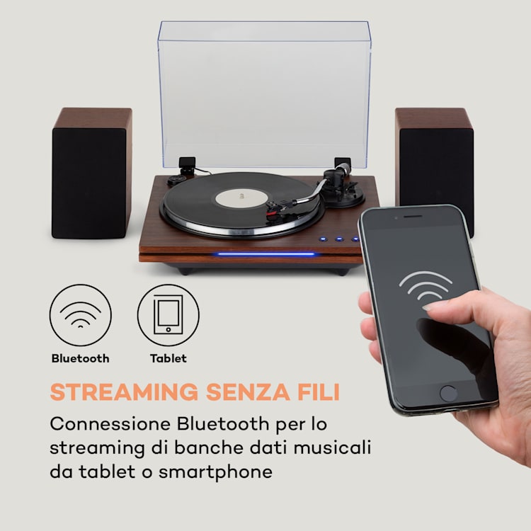 TT-Play PLUS, Giradischi, Altoparlanti, BT, 33/45 rpm, 20Wmax. Marrone