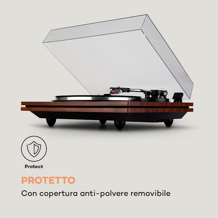TT-Play PLUS, Giradischi, Altoparlanti, BT, 33/45 rpm, 20Wmax. Marrone
