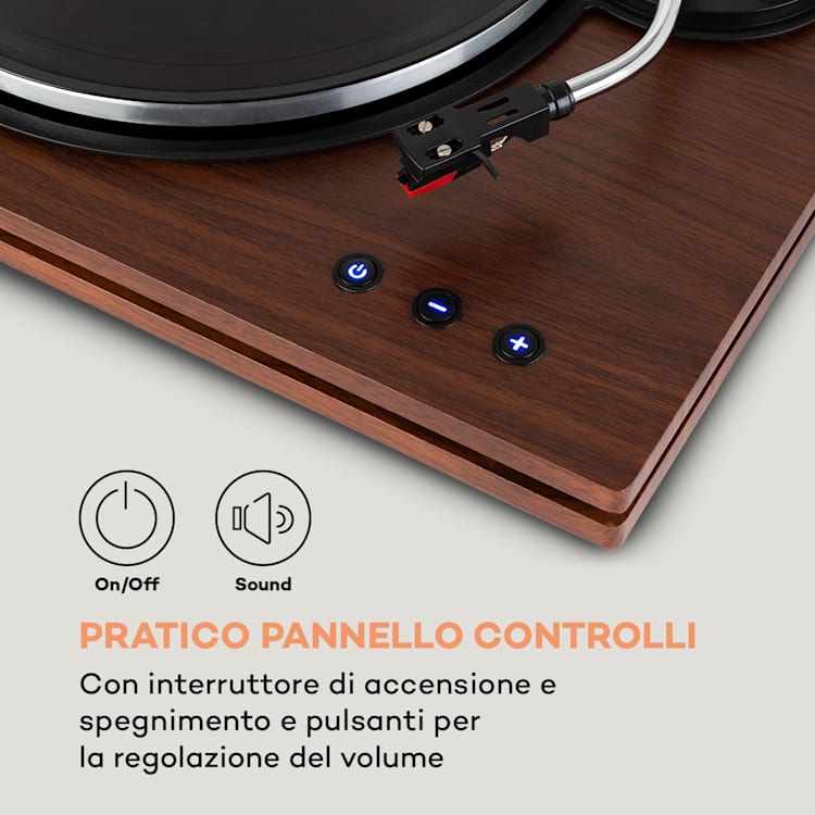 TT-Play PLUS, Giradischi, Altoparlanti, BT, 33/45 rpm, 20Wmax. Marrone
