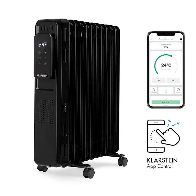 Thermaxx Elevate Smart radiateur à huile 2720W 7-35° C minuterie 24 h noir Noir