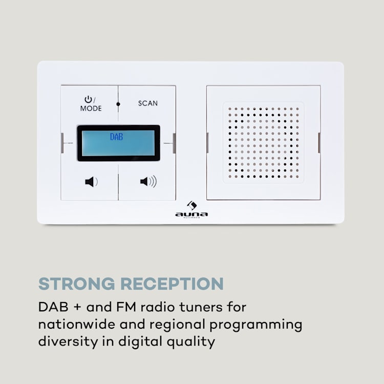 DigiPlug UP, radio da incasso, DAB+/FM, BT, display LC Bianco