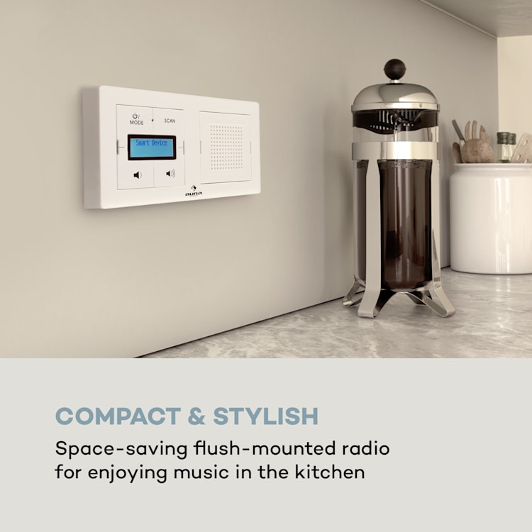 DigiPlug UP, radio da incasso, DAB+/FM, BT, display LC Bianco