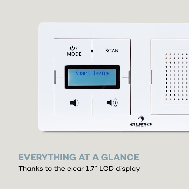 DigiPlug UP, radio da incasso, DAB+/FM, BT, display LC Bianco