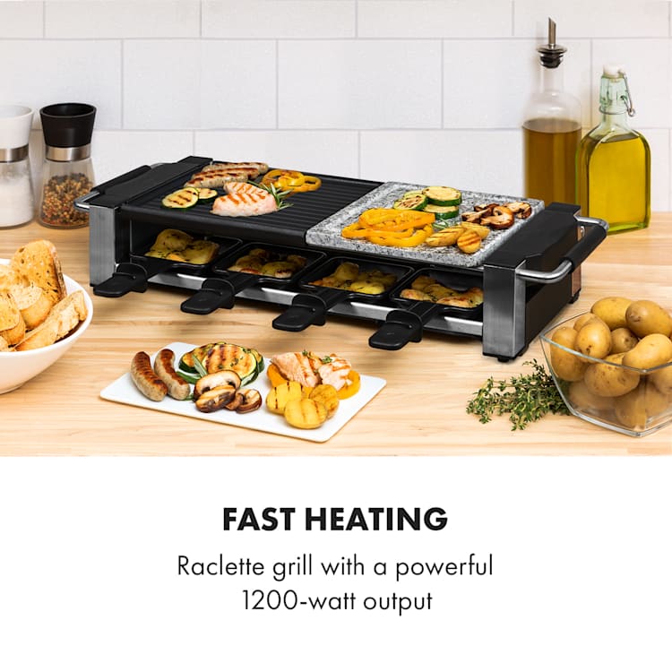 Bistecca, raclette gril, 1200 W, kov/kameň, 8 osôb, LED kontrolka