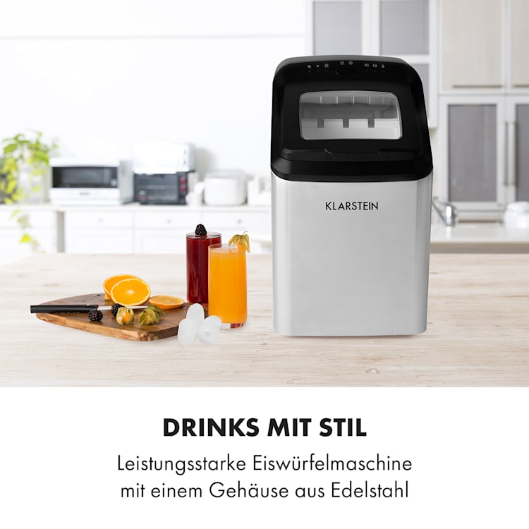 Partytime Eiswürfelmaschine Klareis 15kg/24h Edelstahl Silber