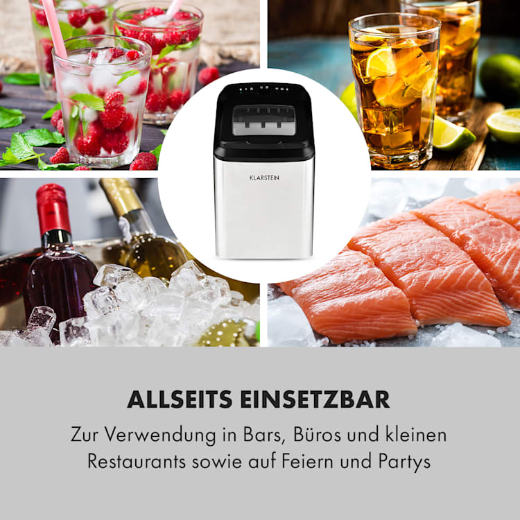 Partytime Eiswürfelmaschine Klareis 15kg/24h Edelstahl Silber