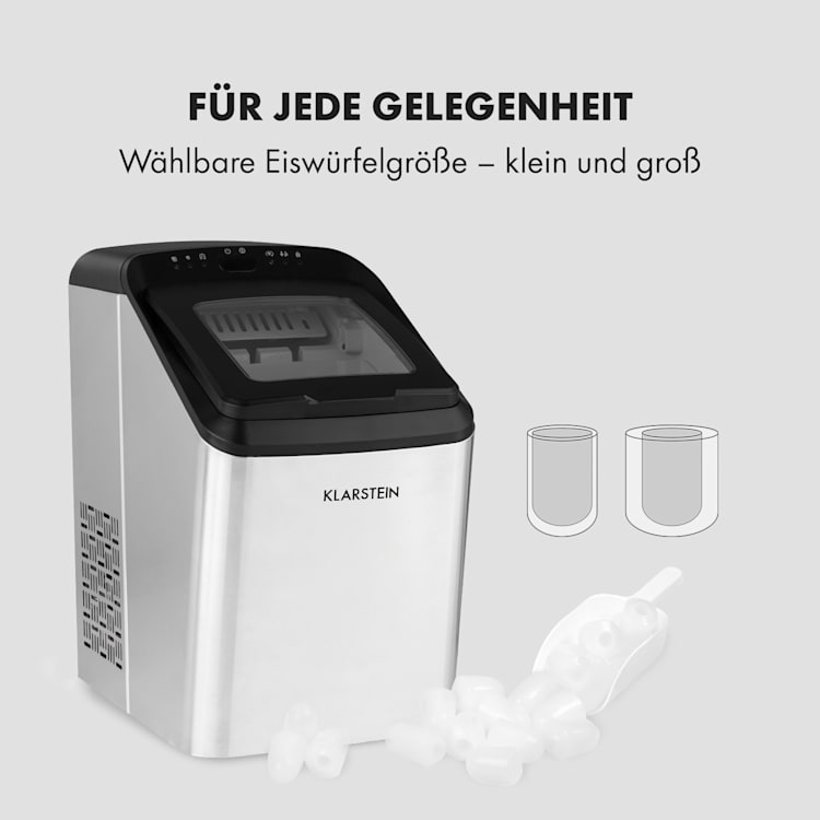 Partytime Eiswürfelmaschine Klareis 15kg/24h Edelstahl Silber