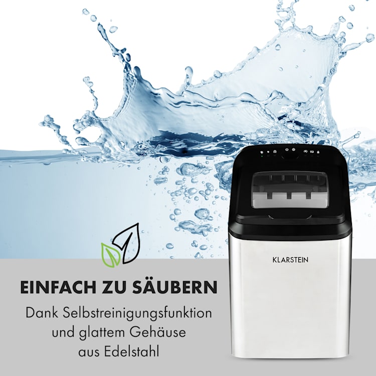Partytime Eiswürfelmaschine Klareis 15kg/24h Edelstahl Silber