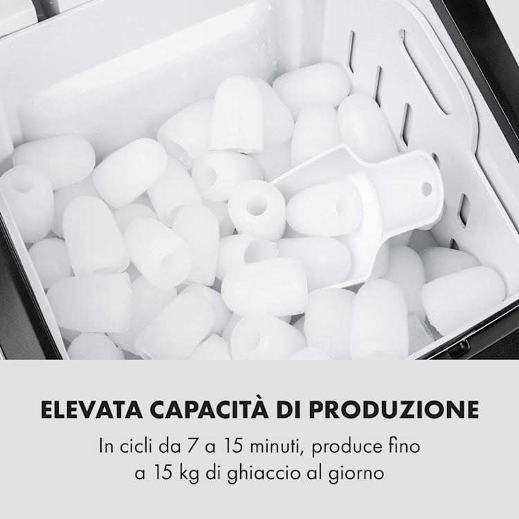 Partytime, Macchina del Ghiaccio, Ghiaccio Trasparente, 15kg/24h, Acciaio Inox, argento Argento