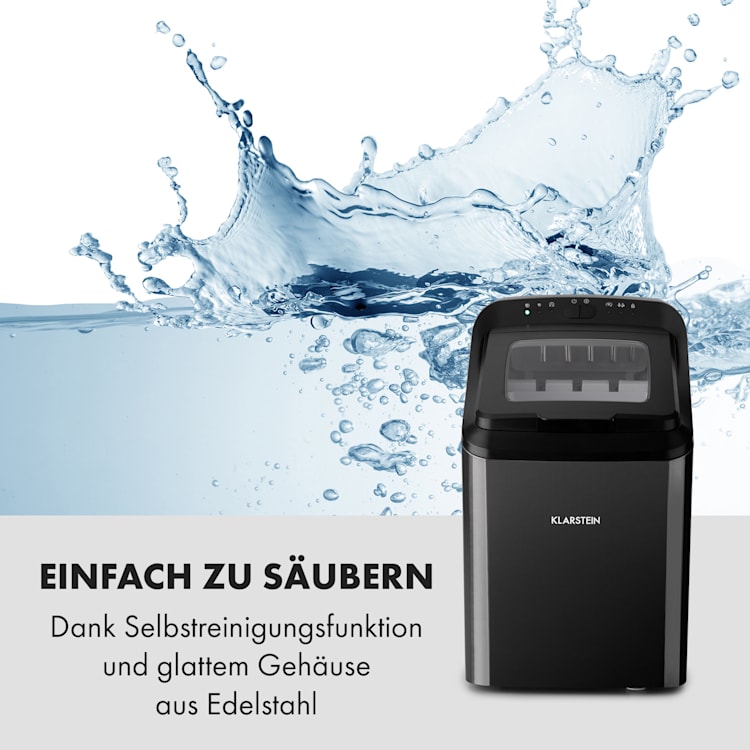Partytime Eiswürfelmaschine Klareis 15kg/24h Edelstahl Schwarz