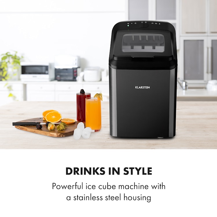 Partytime ijsblokjesmachine helder ijs 15kg/24h roestvrij staal Zwart