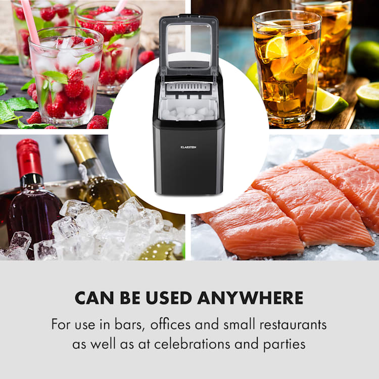 Partytime ijsblokjesmachine helder ijs 15kg/24h roestvrij staal Zwart
