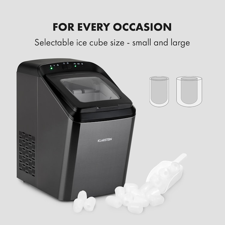 Partytime ijsblokjesmachine helder ijs 15kg/24h roestvrij staal Zwart