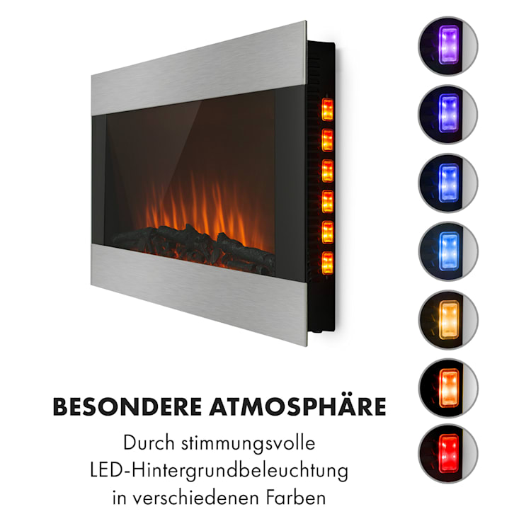 Basel Illumine Elektrokamin Flammenillusion 2000 W 2 Stufen dimmbar