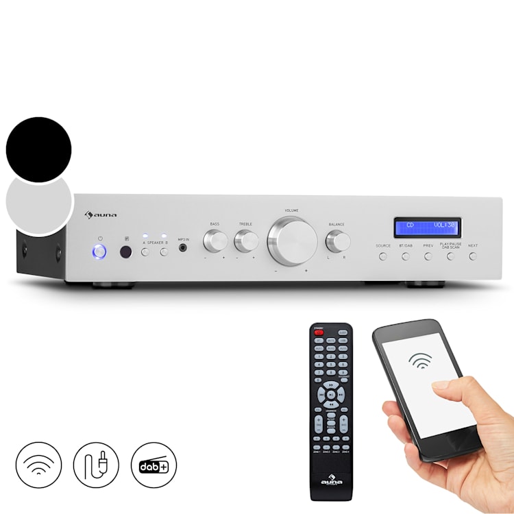 AMP-CD608 DAB, HIFI stereo zesilovač, 4x100W, RMS, DAB+BT, optický vstup, dálkový ovladač