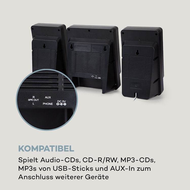 Microstar Microsystem Vertikalanlage CD-Player BT/USB Fernbedienung Silber
